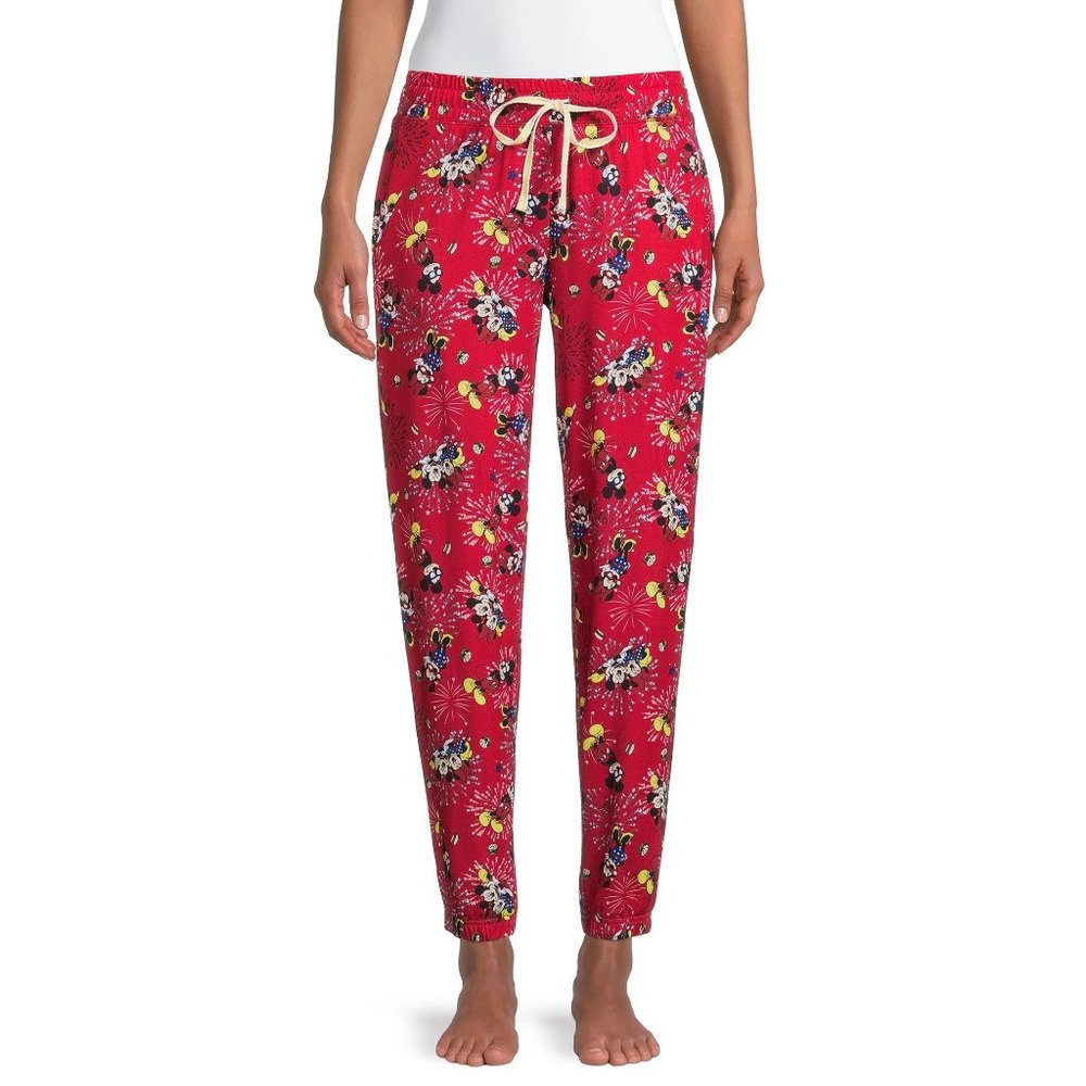 Womens MINNIE & MICKEY MOUSE 4th of July Sleep Pajama Pants Size Small 4/6  NWT